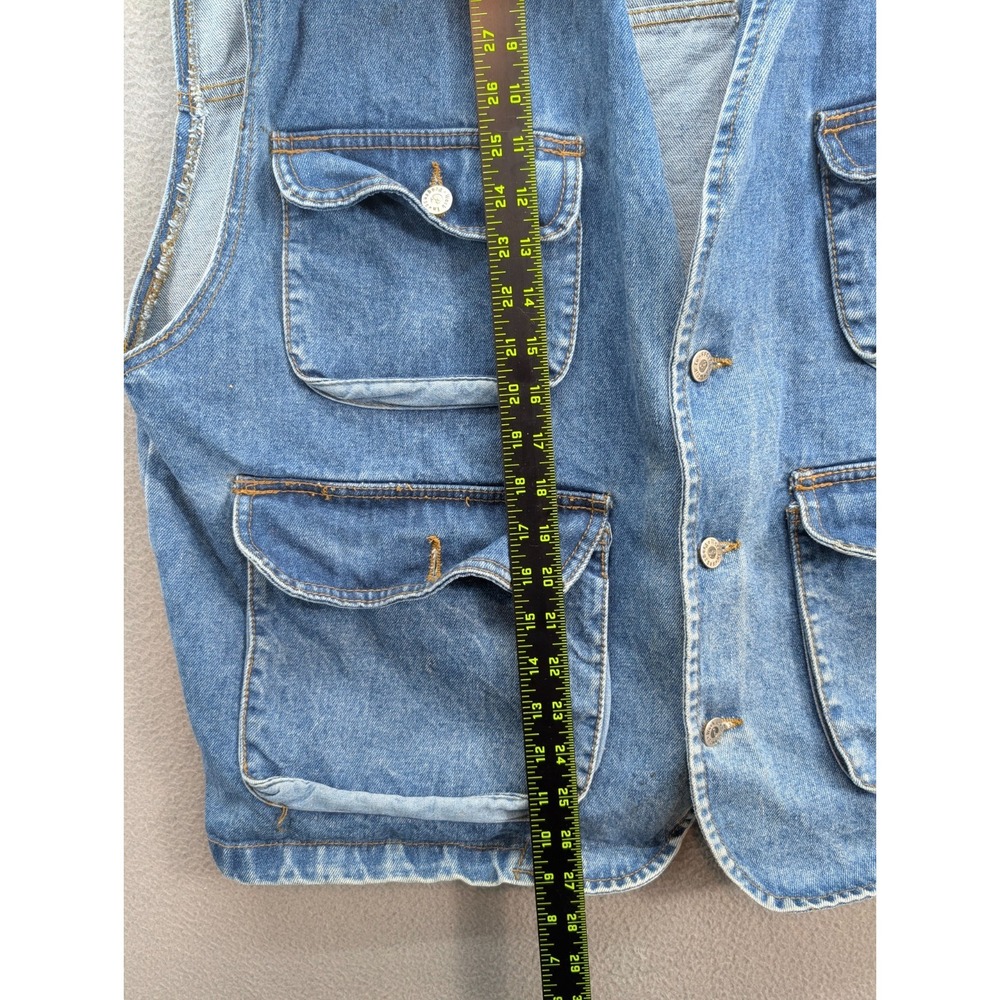 WIP Work in Progress Denim Vest Men's Size XL Barn Western Pockets 90s USA Made - Picture 8 of 11